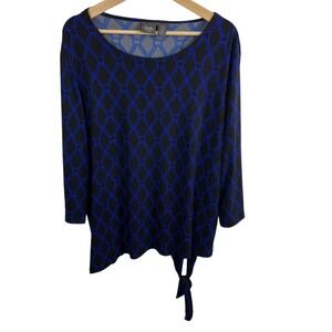 Chico's Travelers Shirt Tunic top long sleeve blue slinky women's sz 3 US Large‎